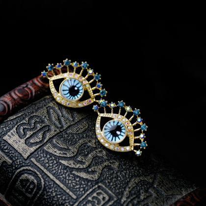Personality Unique Godl Plated Blue Eyes Women..