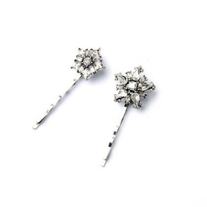 Sparkling Party Crystal Flowers Barrettes 2 Pcs..