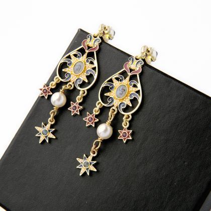 Long Gold Plated Classical Fashion Enamel Star..
