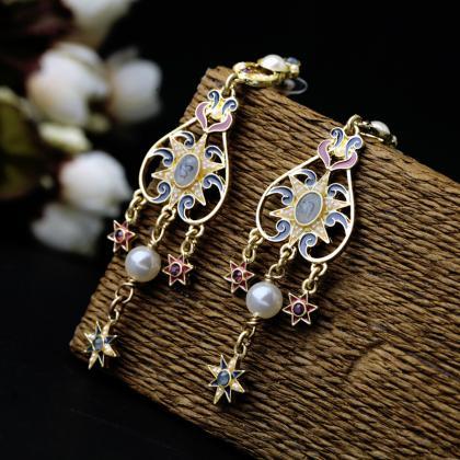 Long Gold Plated Classical Fashion Enamel Star..