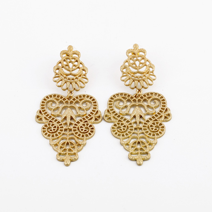 Selling Elegant Gold Color Metal Hollow Earrings For Women Eh001