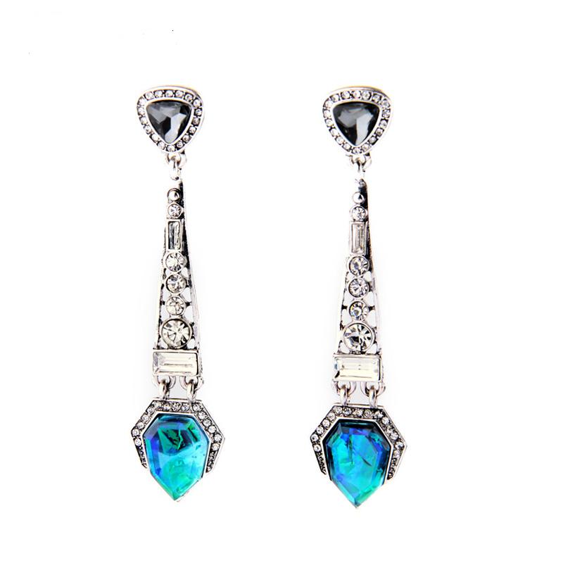 Delicate Fashion Evening Party Jewelry Shining Sapphire Long Drop Earrings Eh045