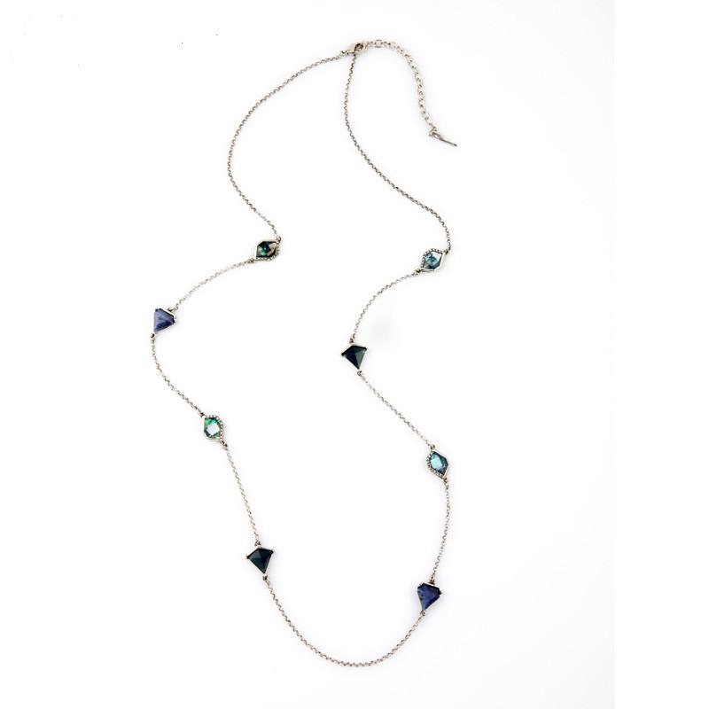 European Pop Geometri Imitation Gems Women Jewelry Luxury Sweater Chain Long Neckalce NL043