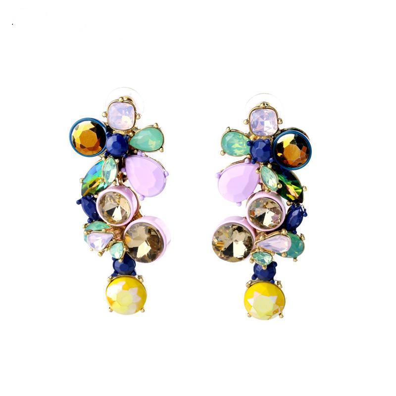 Women's Trendy Romantic Irregularity Set Colorful Crystal Maxi Drop Earrings For Women Eh060
