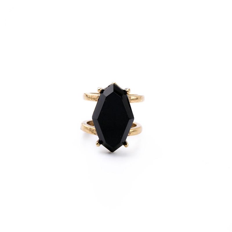 Us Size 7,2 Pcs/set Black Imitation Gems Finger Rings For Women Fashion Jewelry Jz016