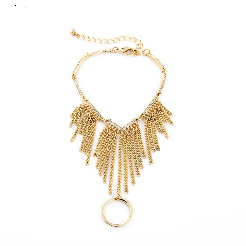 Luxury Atmosphere Women Accessories Unique Gold Plated Tassel Charm Bracelet Sz035