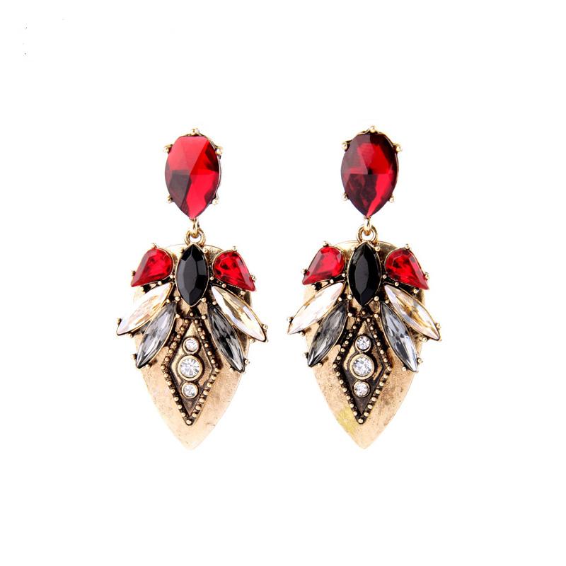 Women Statement Jewelry Fashon Maxi Alloy Retro Crystal Drop Earrings Eh065